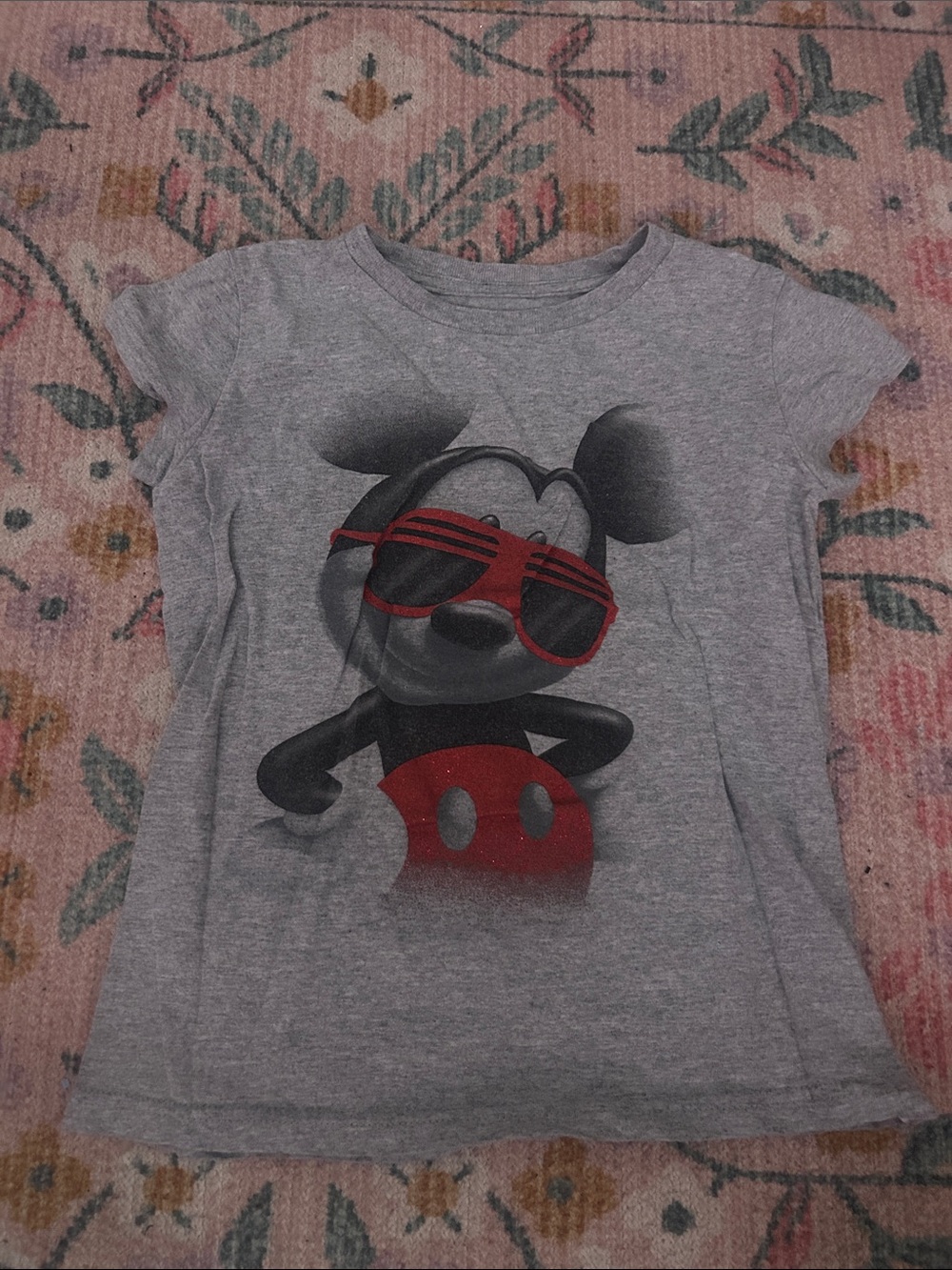 Disney Kids Grey Graphic Tee with Red Accent Sunglasses